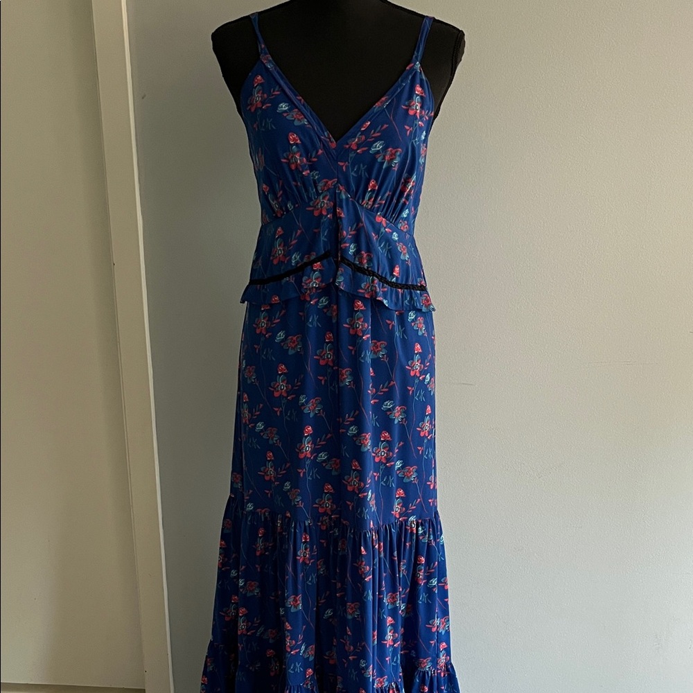 Thakoon Blue Floral Wide Leg Jumpsuit Sz 4 - Picture 3 of 8